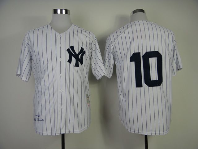 Men New York Yankees 10 No name White Throwback MLB Jerseys